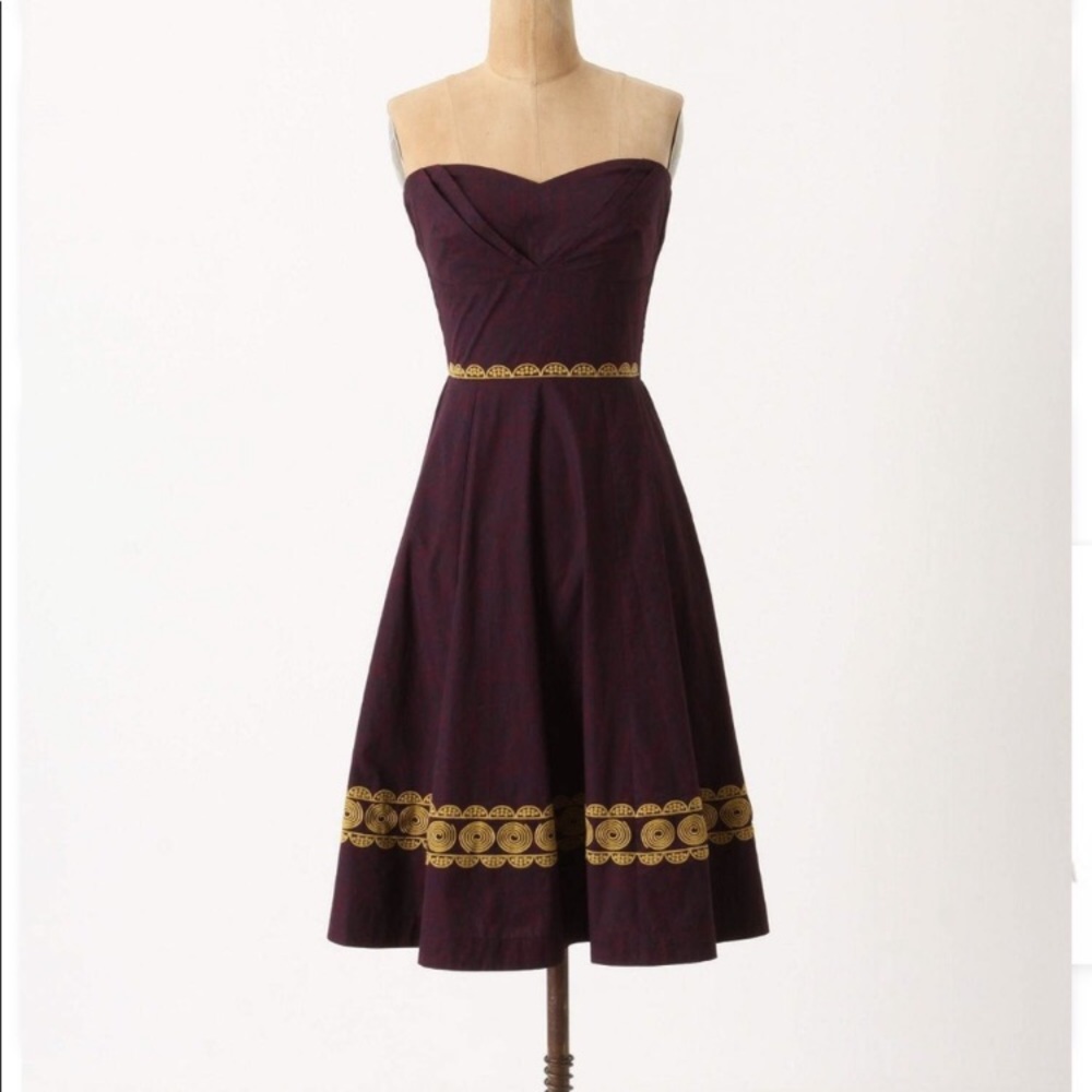 Anthropologie Purple Strapless Dress - Size 6